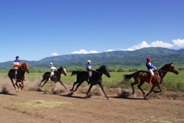 Bayga - traditional nomad horses racing clipart