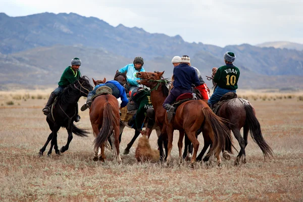 Tradizionale gioco di cavalli nomadi — Foto Stock