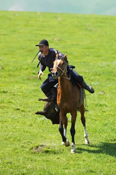 Kokpar - competiciones tradicionales de caballos nómadas — Foto de Stock