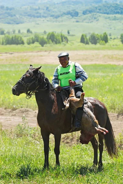 Kokpar - competizioni tradizionali di cavalli nomadi — Foto Stock