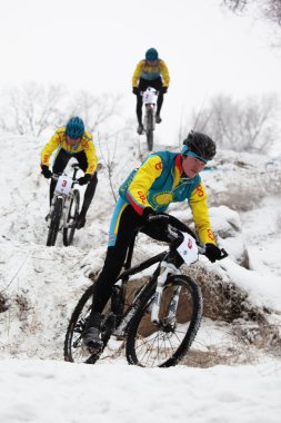 Winter mountain bike competition clipart