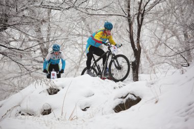 Winter mountain bike competition clipart