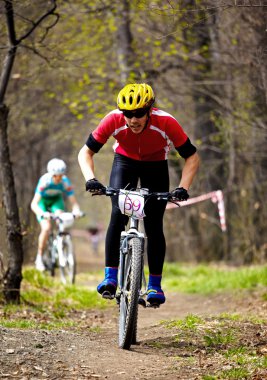Mountain bike cross-country relay race clipart
