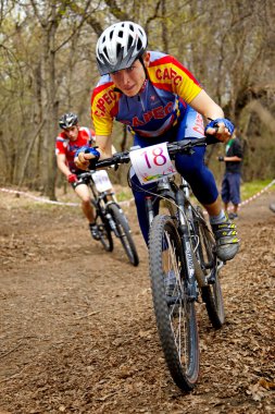 Mountain bike cross-country relay race clipart