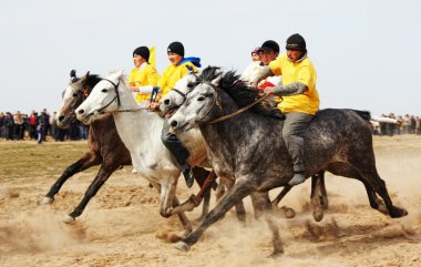 Traditional national nomad horse riding clipart