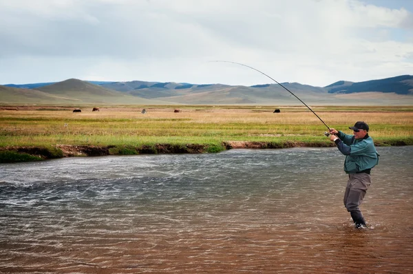 Moğolistan'da Balık tutma — Stok fotoğraf