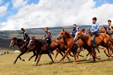 Traditional national nomad horse riding clipart