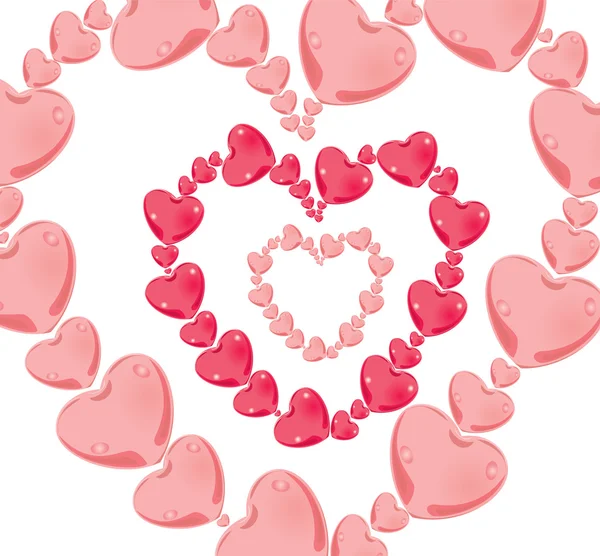 Pinkfarbene Herzen im Bild des Herzens — Stockvektor