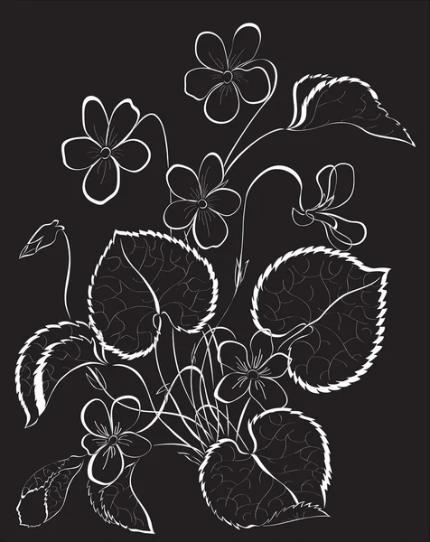 Fleurs abstraites sur fond noir — Image vectorielle