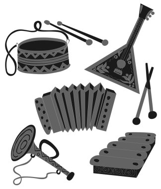 Set traditional Russian tools clipart