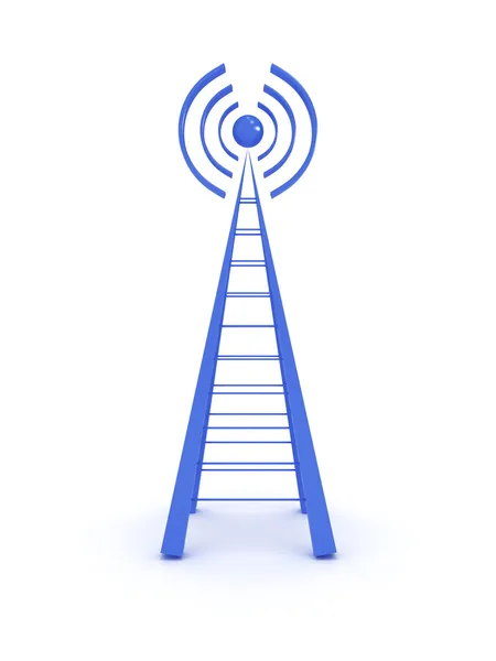 Radyo kulesi beyaz zemin üzerine izole. 3D görüntü — Stok fotoğraf