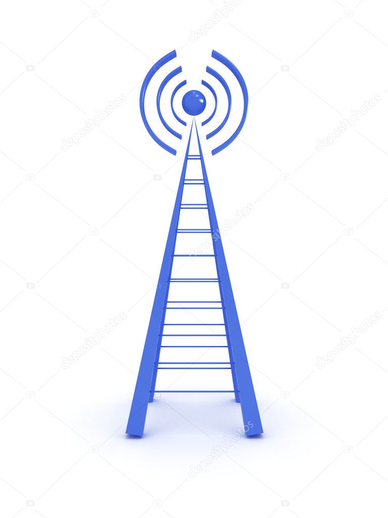Wireless tower isolated on white background. 3D image