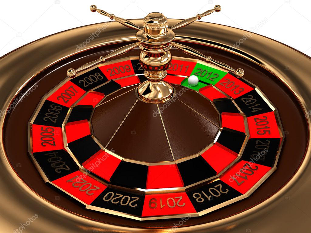 Roulette with years isolated on white background. 3D image