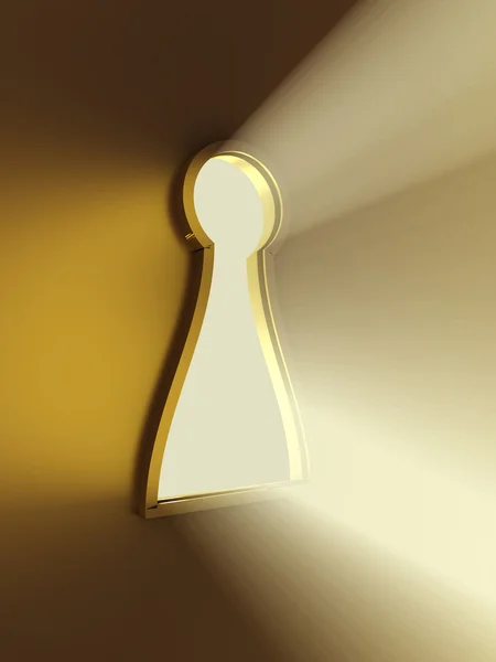 Light from the keyhole. 3D image — Stock Photo, Image