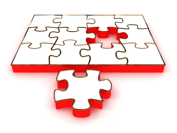 Jigsaw Puzzle isolated on white background. 3D image — Stock Photo, Image