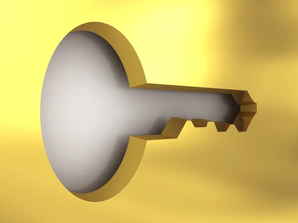 Una chiave d'accesso dorata. Immagine di rendering 3D — Foto Stock