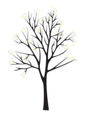 Black tree silhouette on white background clipart