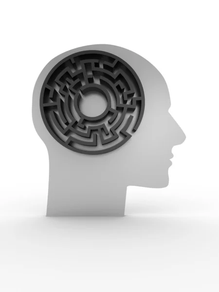 Huvud med labyrint. 3D-bild — Stockfoto