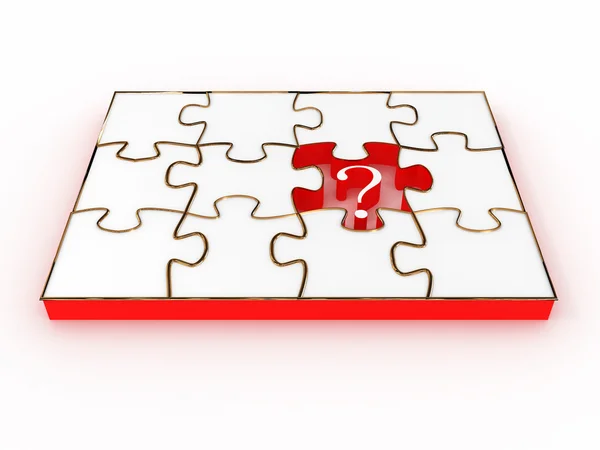 Puzzle con domanda segno isolato su sfondo bianco. 3. — Foto Stock