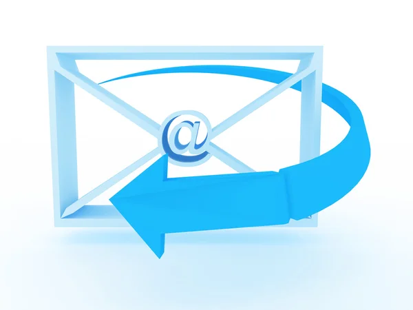Envelopes com at e seta. Imagem 3D — Fotografia de Stock