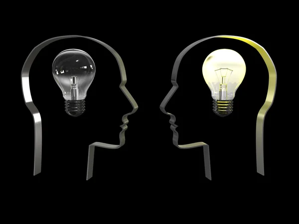 Idea in a head on black background. 3D image — Stock Photo, Image
