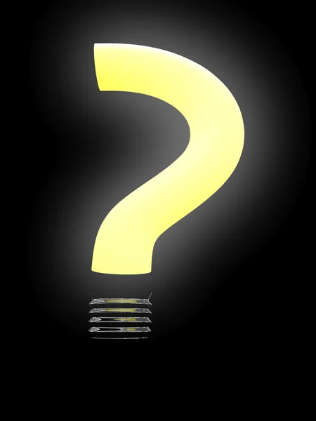 Question lightbulb isolated on black background. 3D image — Stock Photo, Image