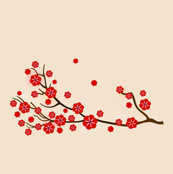 Fond floral sakura rouge — Image vectorielle