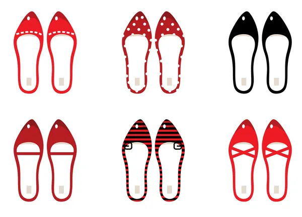 Sapatos retro conjunto isolado em branco (preto & vermelho  ) — Vetor de Stock