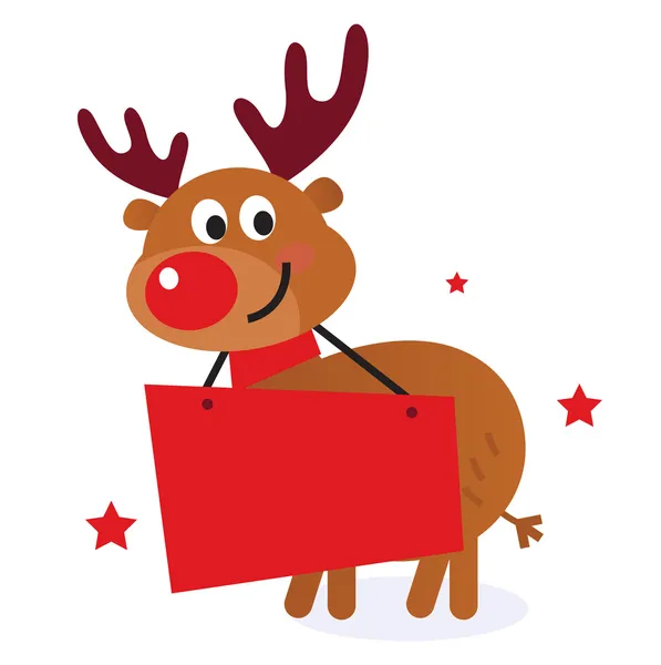 Carina renna con striscione di Natale — Vettoriale Stock