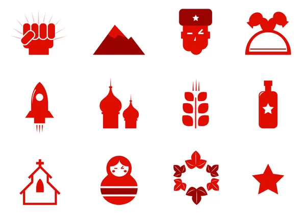Communism and russia icons set — Stock Vector