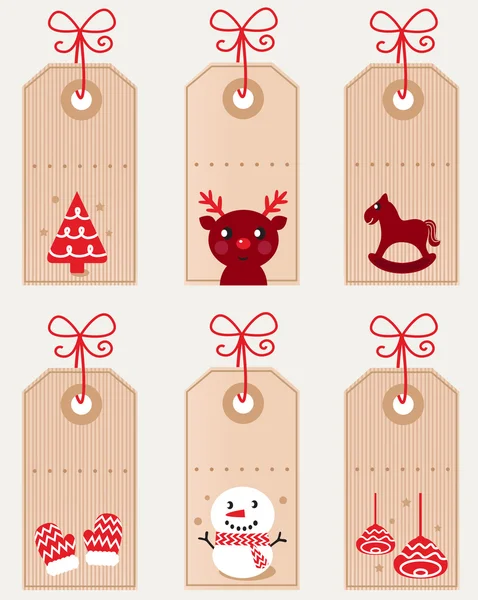Cute christmas retro tags collection — Stock Vector
