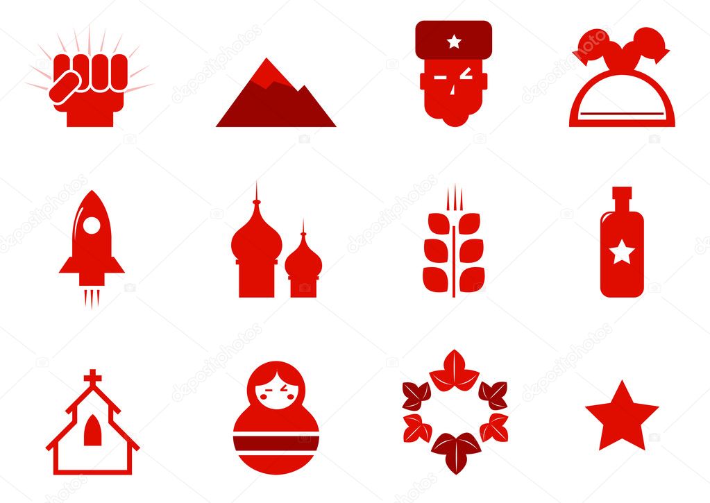Communism and russia icons set
