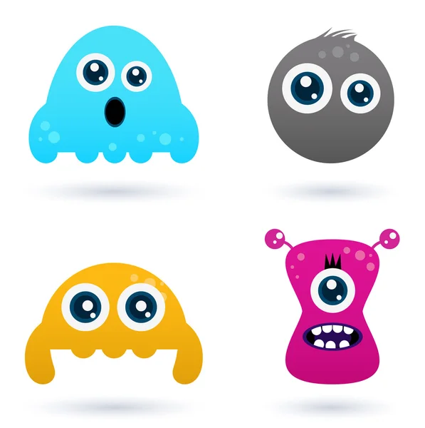 Funny curious monster set isolated on white — Stock Vector