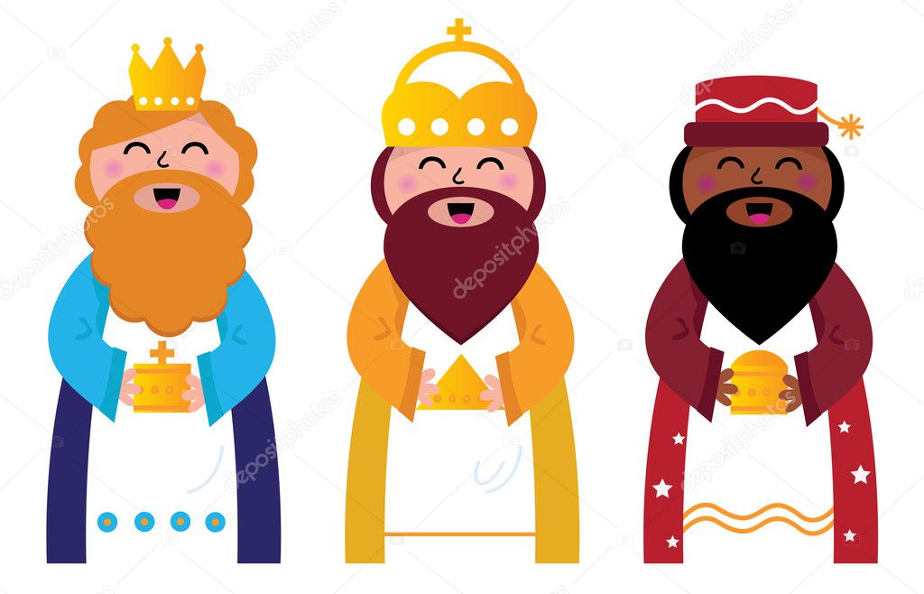 Three wise men bringing gifts to Christ