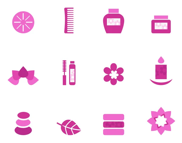 Bem-estar e spa rosa ícones e elementos — Vetor de Stock