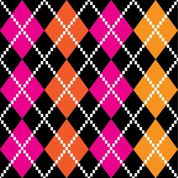 stock vector Retro colorful argile pattern - orange and pink on black