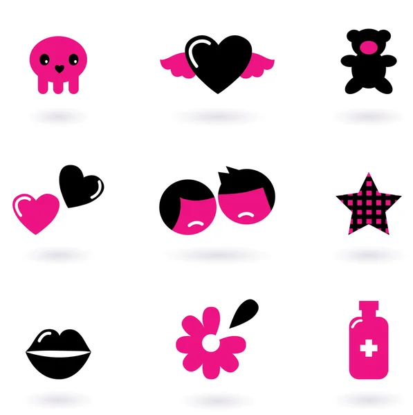 Elementos e iconos de diseño emo aislados en blanco — Vector de stock