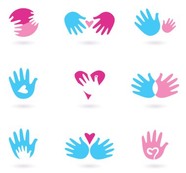 Hands and Love abstract icons collection clipart