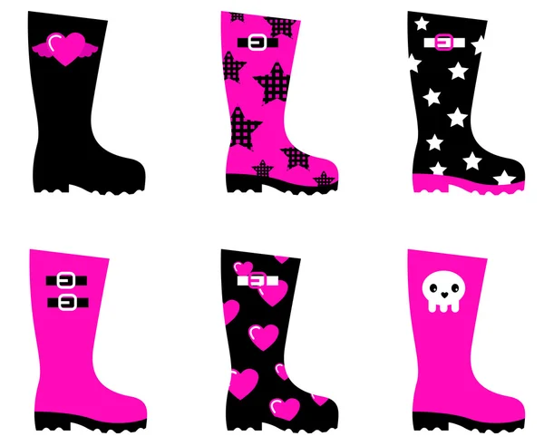Emo rain boots for young adults isolated on white — Stock Vector