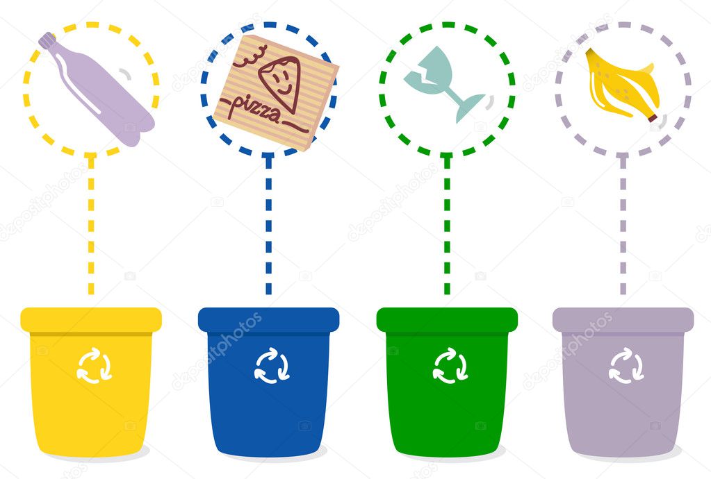 Colorful recycle bins isolated on white background Stock Vector by ...