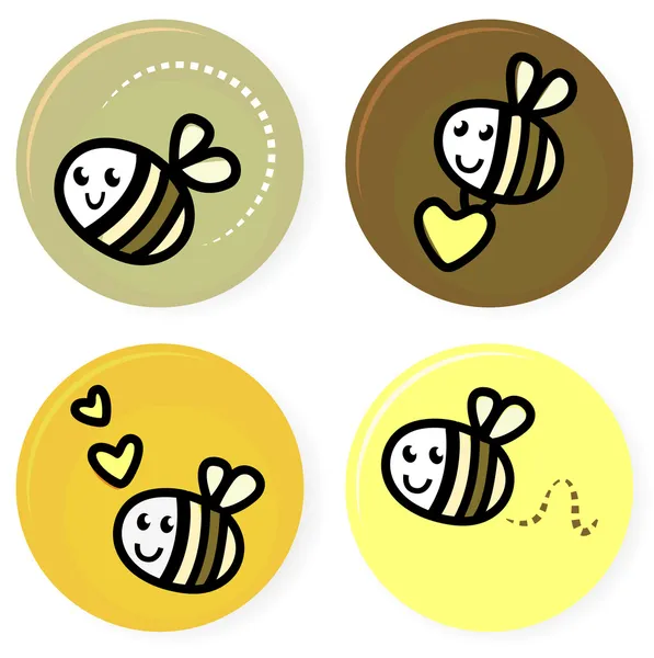 Niedliche Doodle Vektor Bienen Sammlung isoliert auf weiß — Stockvektor