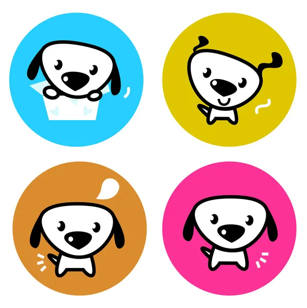 Cute dog colorful buttons isolated on white — Stock Vector