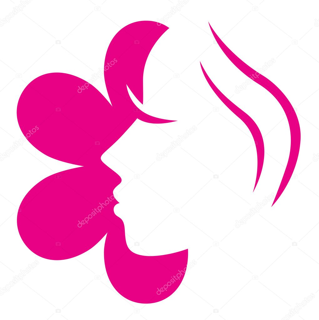 Female flower face pink icon isolated on white ( pink )