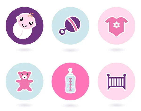 Set icone e accessori per neonati isolati su bianco — Vettoriale Stock