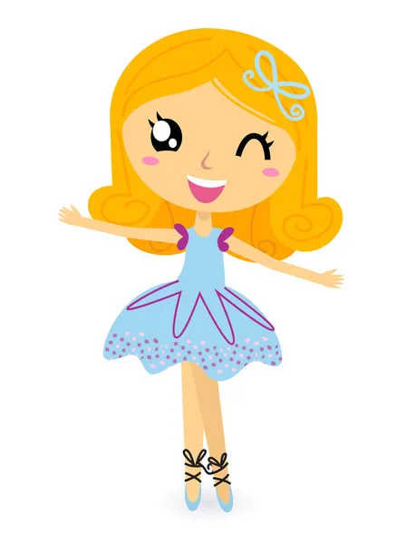 Linda bailarina de ballet chica aislada en blanco . — Vector de stock