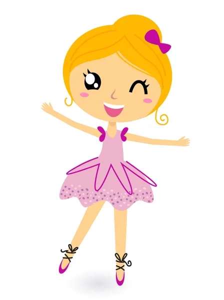 Schattig klein dansende ballerina meisje — Stockvector