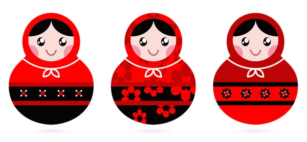 Stock vector Russian doll set isolated on white ( black & red )