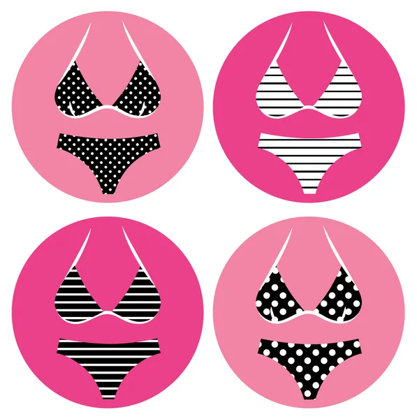 Iconos de bikini retro aislados en blanco — Vector de stock