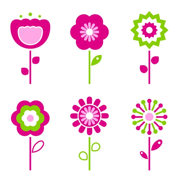 Set mit Retro-Blumenelementen für Ostern / Frühling — Stockvektor