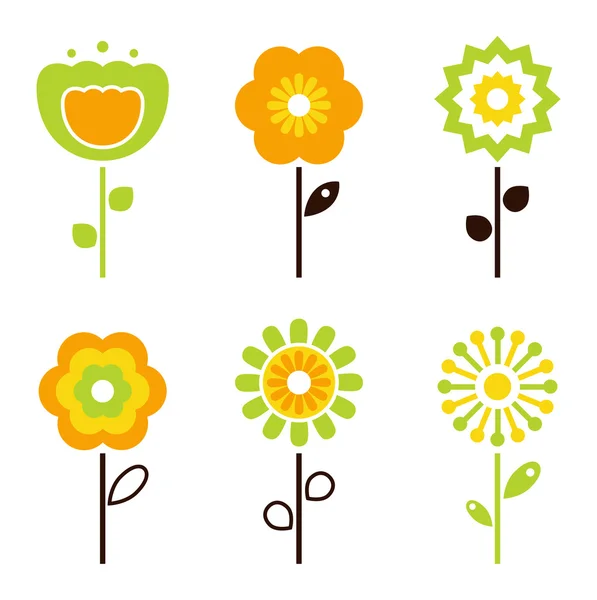 Conjunto de elementos de flores retro para Pascua / primavera — Vector de stock